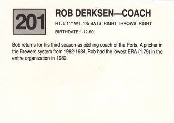 1988 Cal League #201 Rob Derksen Back