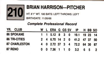1988 Cal League #210 Brian L. Harrison Back