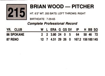1988 Cal League #215 Brian Wood Back
