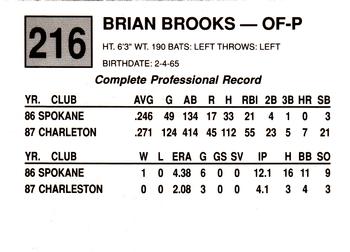 1988 Cal League #216 Brian Brooks Back