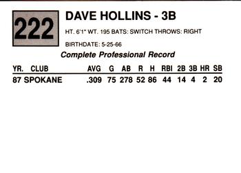 1988 Cal League #222 Dave Hollins Back