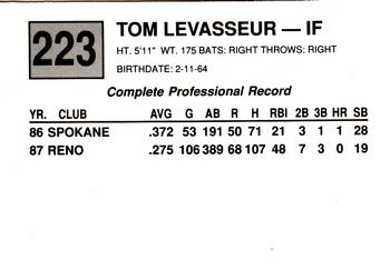 1988 Cal League #223 Tom LeVasseur Back