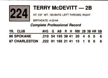 1988 Cal League #224 Terry McDevitt Back