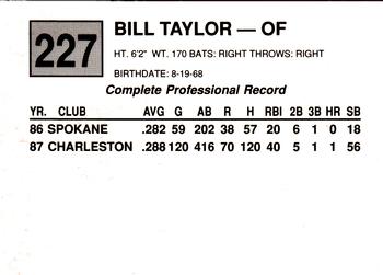 1988 Cal League #227 William Taylor Back
