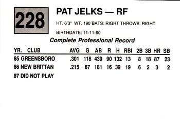 1988 Cal League #228 Pat Jelks Back