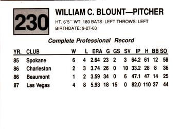 1988 Cal League #230 Bill Blount Back
