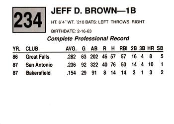 1988 Cal League #234 Jeff Brown Back