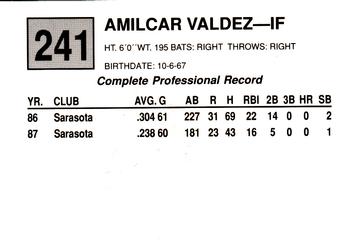 1988 Cal League #241 Amilcar Valdez Back