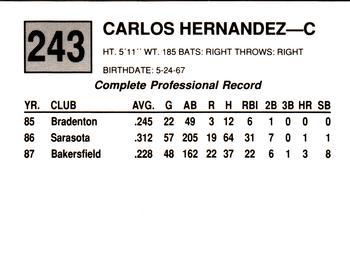 1988 Cal League #243 Carlos Hernandez Back