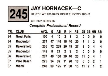 1988 Cal League #245 Jay Hornacek Back
