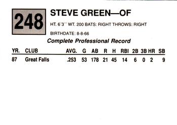 1988 Cal League #248 Steve Green Back