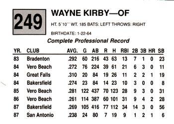 1988 Cal League #249 Wayne Kirby Back