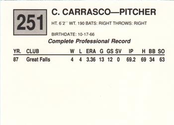 1988 Cal League #251 Carlos Carrasco Back