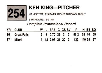 1988 Cal League #254 Kenny King Back