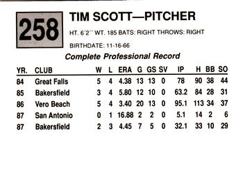 1988 Cal League #258 Tim Scott Back