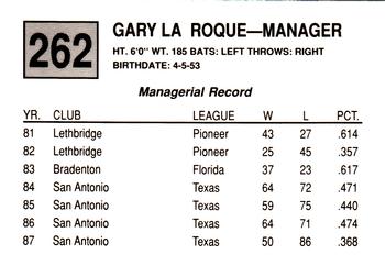 1988 Cal League #262 Gary LaRocque Back