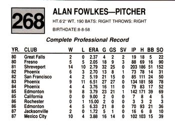 1988 Cal League #268 Alan Fowlkes Back