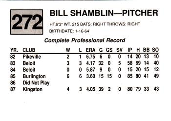 1988 Cal League #272 Bill Shamblin Back