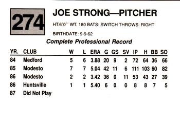 1988 Cal League #274 Joe Strong Back