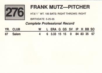1988 Cal League #276 Frank Mutz Back