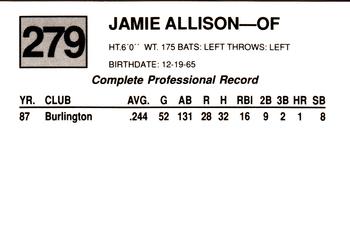 1988 Cal League #279 Jamie Allison Back