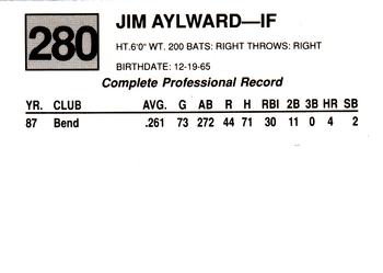 1988 Cal League #280 Jim Aylward Back