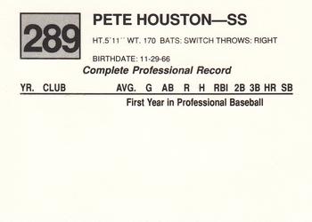 1988 Cal League #289 Pete Houston Back