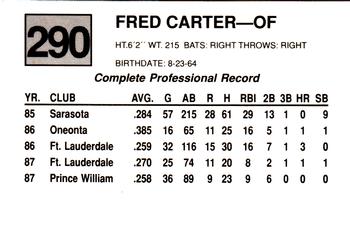 1988 Cal League #290 Fred Carter Back