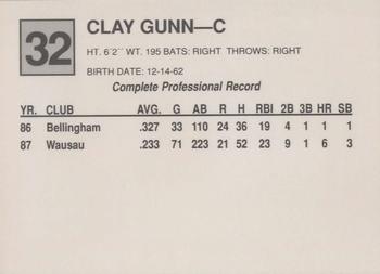 1988 Cal League #32 Clay Gunn Back