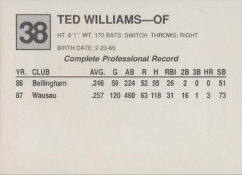 1988 Cal League #38 Ted Williams Back