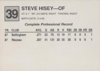 1988 Cal League #39 Steve Hisey Back