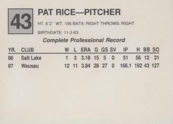 1988 Cal League #43 Pat Rice Back
