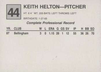1988 Cal League #44 Keith Helton Back