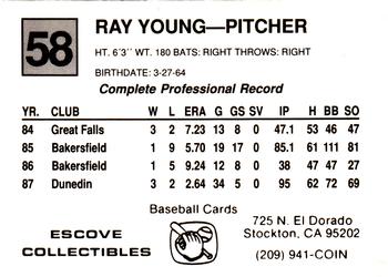1988 Cal League #58 Ray Young Back