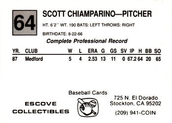 1988 Cal League #64 Scott Chiamparino Back