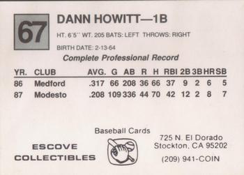 1988 Cal League #67 Dann Howitt Back