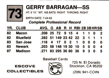 1988 Cal League #73 Gerry Barragan Back