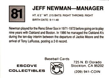 1988 Cal League #81 Jeff Newman Back