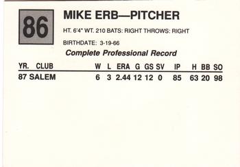 1988 Cal League #86 Mike Erb Back