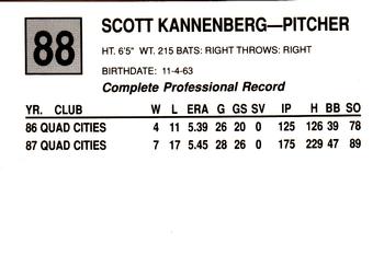 1988 Cal League #88 Scott Kannenberg Back