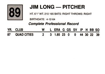 1988 Cal League #89 James V. Long Back