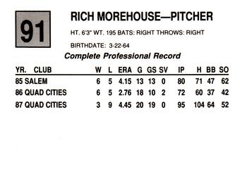 1988 Cal League #91 Rich Morehouse Back