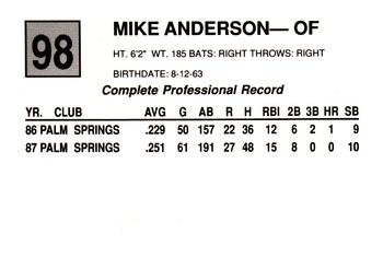 1988 Cal League #98 Mike Anderson Back