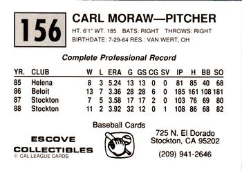 1989 Cal League #156 Carl Moraw Back