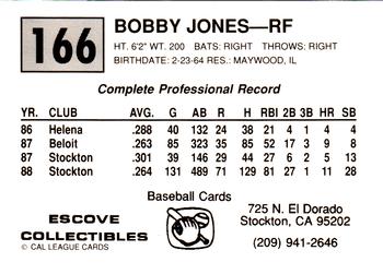 1989 Cal League #166 Bobby Jones Back