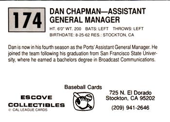 1989 Cal League #174 Dan Chapman Back