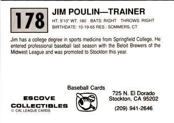 1989 Cal League #178 Jim Poulin Back