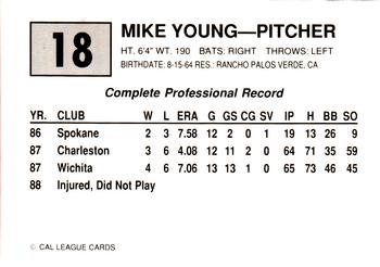 1989 Cal League #18 Mike Young Back