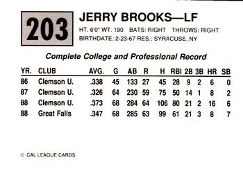 1989 Cal League #203 Jerry Brooks Back