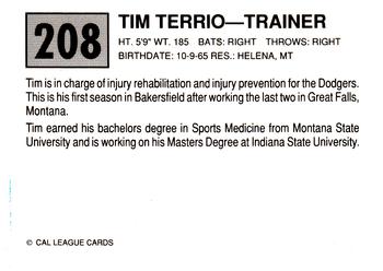 1989 Cal League #208 Tim Terrio Back